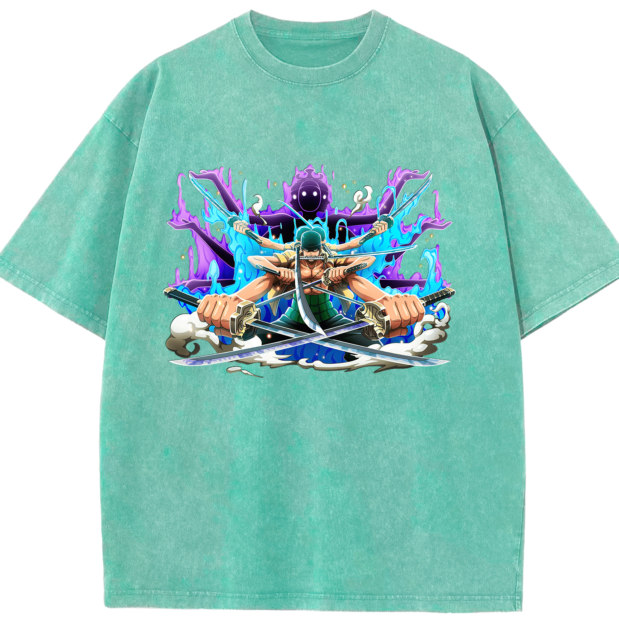 ワンピース ロロノア・ゾロ ONE PIECE Roronoa Zoro 綿100% ヴィンテージ風 半袖Tシャツ（フロントプリント）